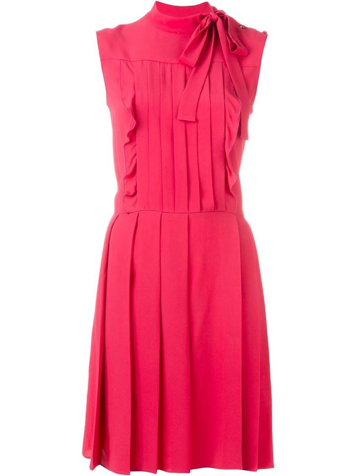 Cacharel Pleated Tie-neck Dress