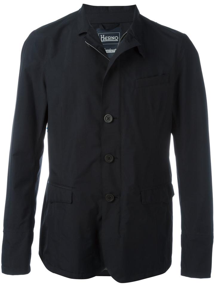 Herno Roll Neck Jacket, Men's, Size: 56, Blue, Polyamide/polyester/fluorofibra/spandex/elastane