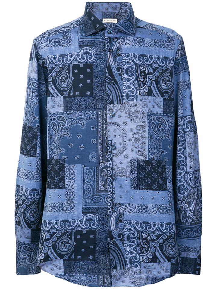 Etro Patchwork Paisley Print Shirt - Blue