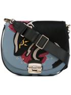 Furla Badger Panel Saddle Bag, Women's, Black, Leather/nylon/polyurethane/metal