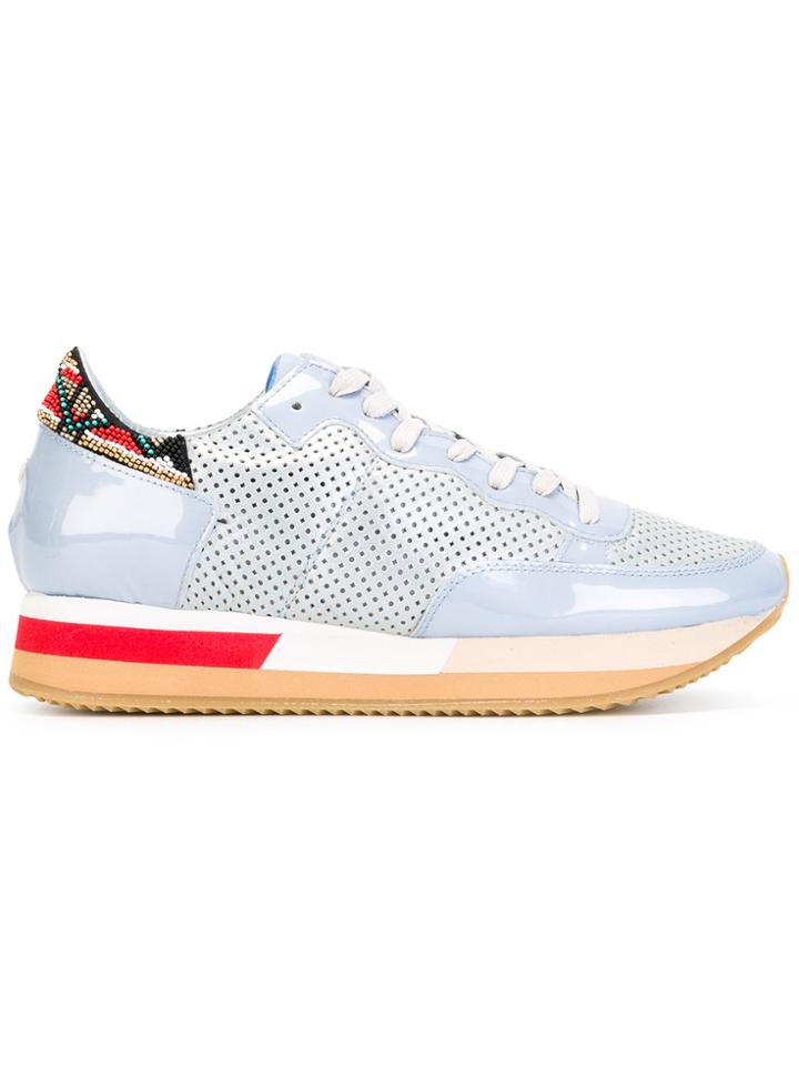 Philippe Model Beaded Detail Lace-up Sneakers - Blue