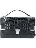 Sonia By Sonia Rykiel Crocodile Embossed Clasp Clutch - Black
