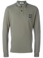 Stone Island Logo Patch Polo Shirt, Men's, Size: Xl, Grey, Cotton/spandex/elastane