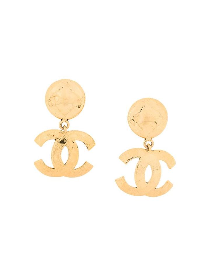 Chanel Pre-owned Chanel Logo Drop Earrings - Gold