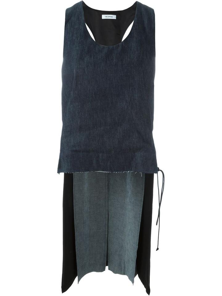 Tim Coppens Raw Edge Contrast Back Pleated Inset Tank Top