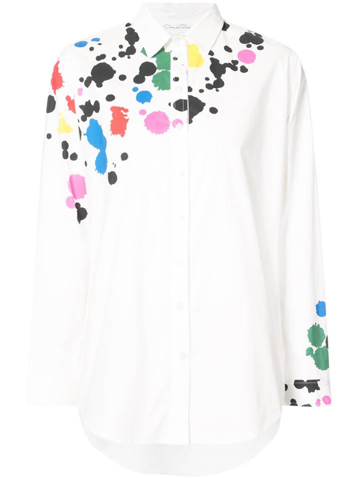 Oscar De La Renta Paint Splash Print Shirt - White