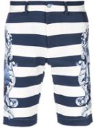 Dolce & Gabbana - Striped Embroidered Shorts - Men - Cotton/spandex/elastane - 46, Blue, Cotton/spandex/elastane