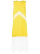 No21 - Macramé Hem Flared Dress - Women - Silk/polyester/acetate - 42, Yellow/orange, Silk/polyester/acetate