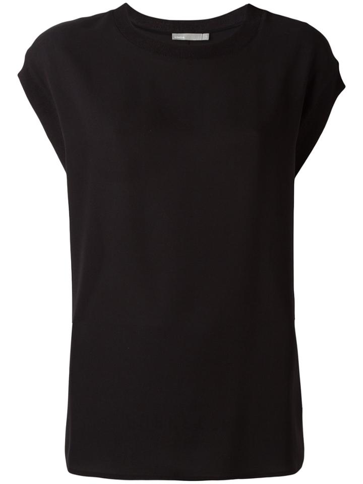 Vince Rib Trim T-shirt - Black