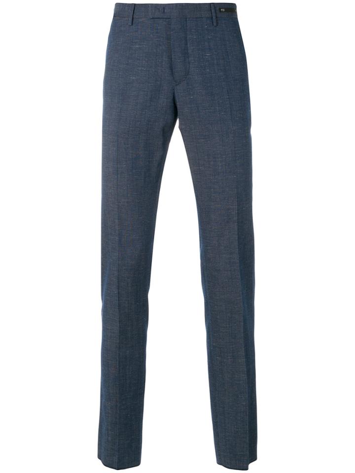 Pt01 Skinny Chambray Trousers - Blue