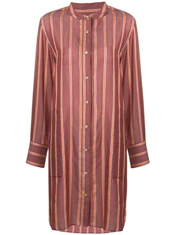 Isabel Marant Étoile Striped Collarless Shirt Dress - Red
