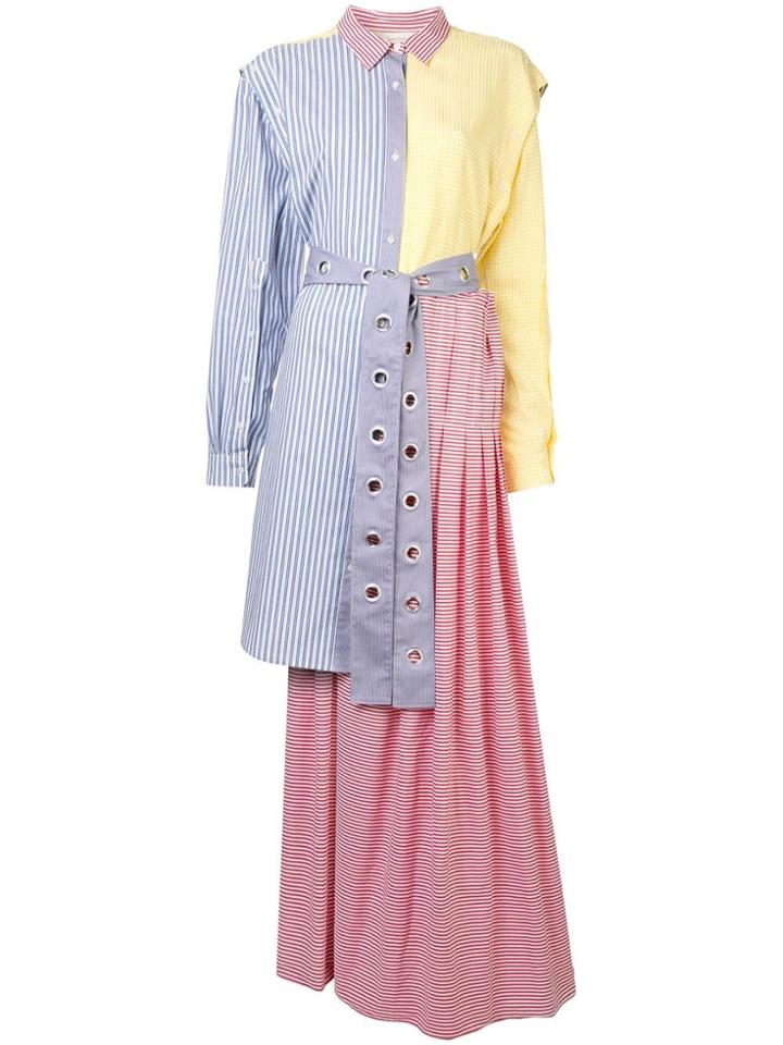 Semsem Mixed Print Asymmetric Shirt - Multicolour