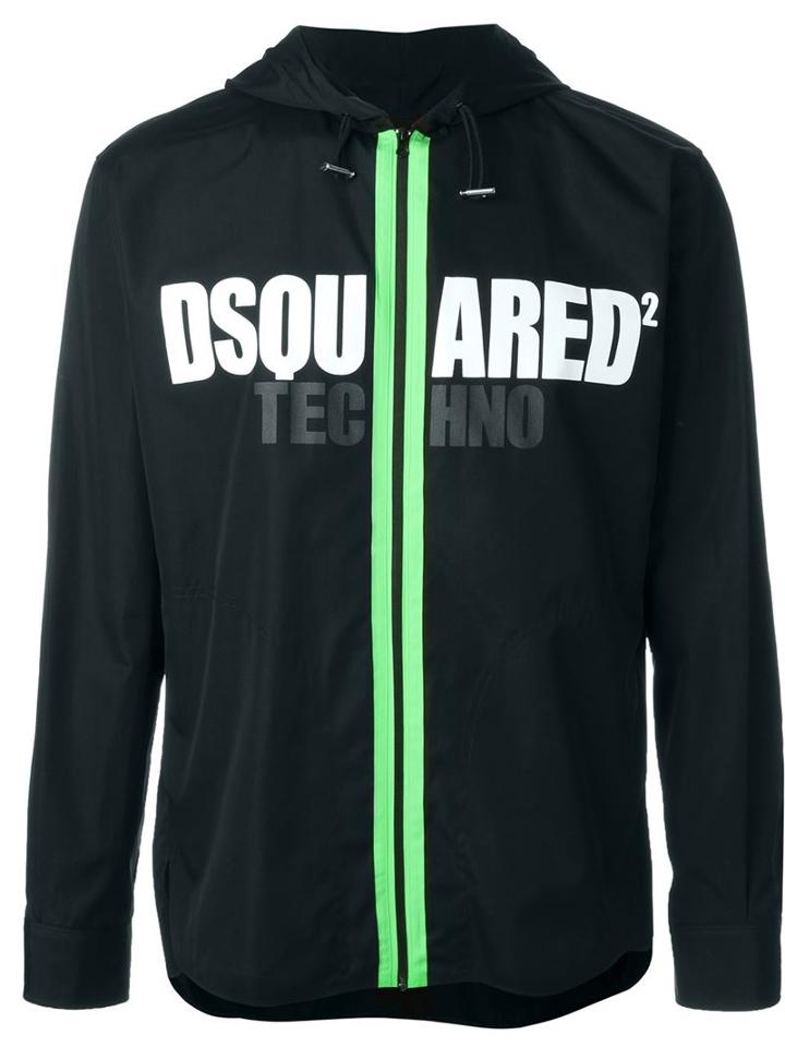Dsquared2 Logo Zipped Up Hoodie, Men's, Size: 48, Black, Cotton