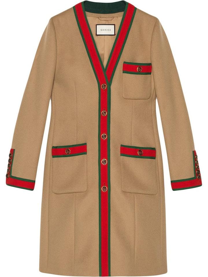 Gucci Wool Coat With Web - Neutrals
