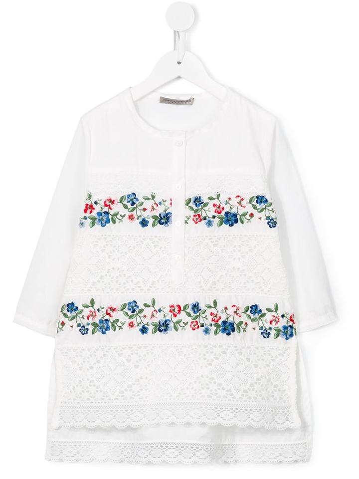 Ermanno Scervino Junior Floral Embroidery Blouse, Girl's, Size: 10 Yrs, White