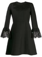Valentino Lace Insert Mini Dress - Black