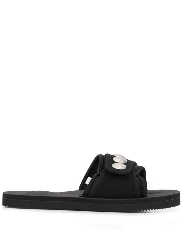 John Elliott Metallic Stud Slides - Black