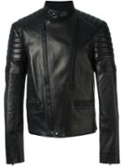 Alexander Mcqueen - Band Collar Biker Jacket - Men - Cotton/lamb Skin/polyurethane/wool - 48, Black, Cotton/lamb Skin/polyurethane/wool