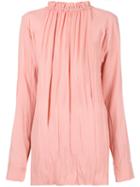 Marni - Ruffled High Neck Blouse - Women - Acetate/viscose - 42, Women's, Red, Acetate/viscose