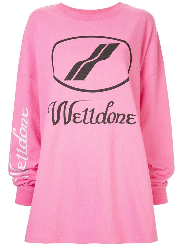 We11done Logo Print Sweatshirt - Pink