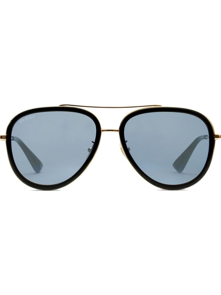 Gucci Eyewear Occhiali Da Sole Aviator In Metallo - Black