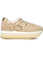 Hogan Maxi H222 Sneakers, Women's, Size: 41, Nude/neutrals, Rubber/suede/leather