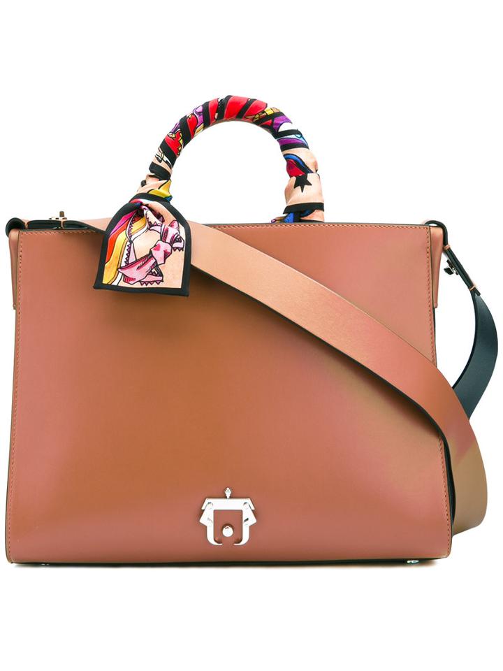 Paula Cademartori Printed Strap Tote Bag, Women's, Pink/purple, Calf Leather