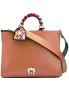 Paula Cademartori Printed Strap Tote Bag, Women's, Pink/purple, Calf Leather