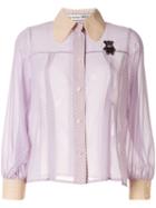 Tu Es Mon Trésor Sheer Polka Dot Shirt - Purple