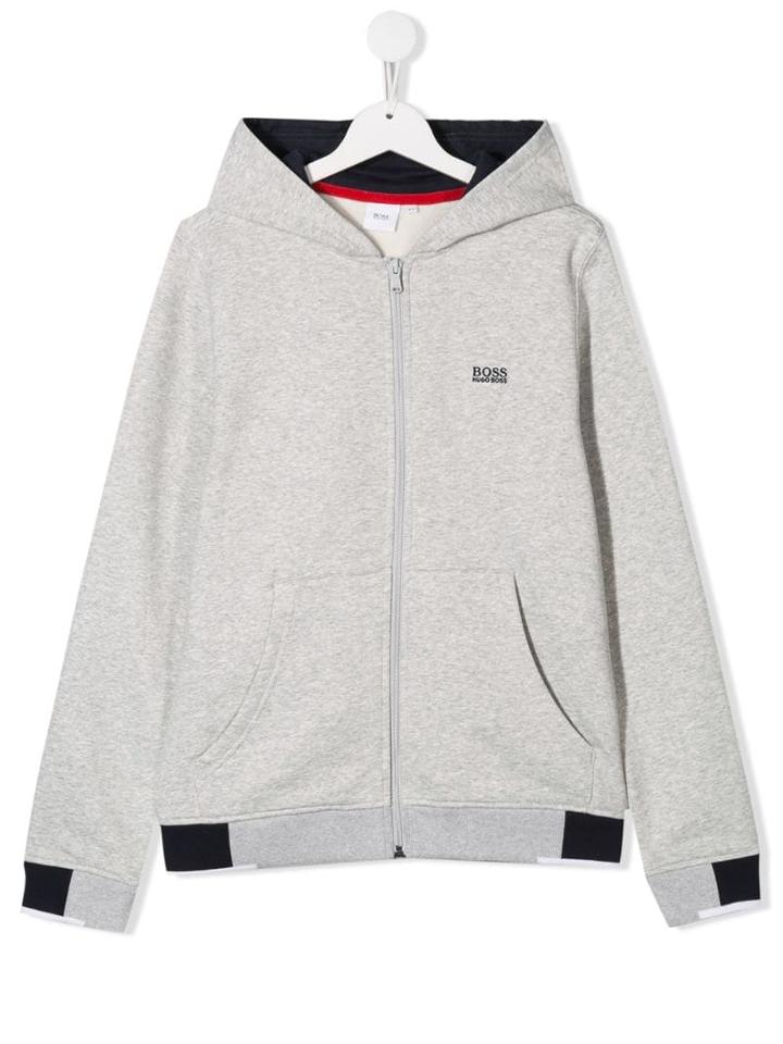 Boss Kids Teen Zip Front Hoodie - Grey