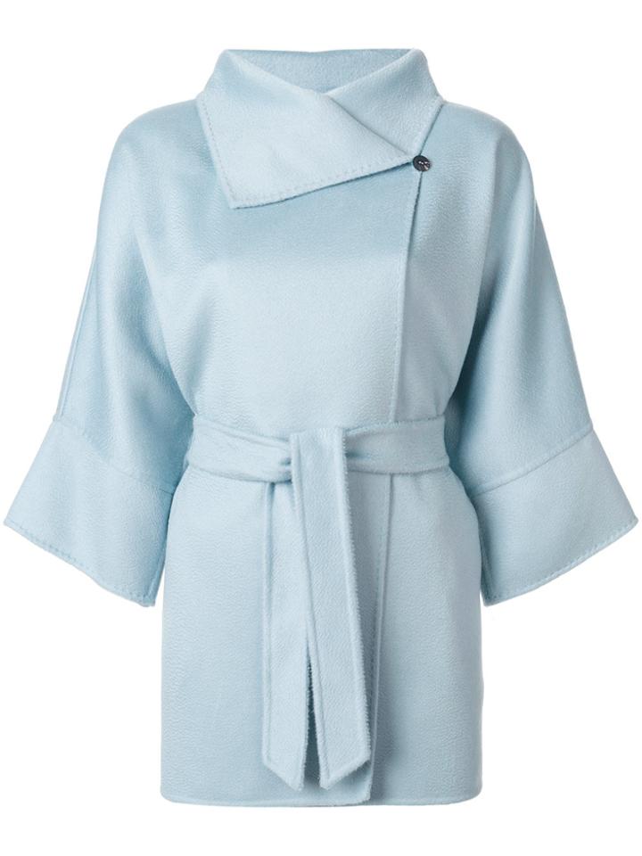 Max Mara Three-quarter Sleeve Coat - Blue
