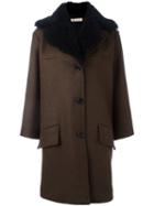 Marni Shearling Collar Coat, Women's, Size: 40, Brown, Cotton/sheep Skin/shearling/polyamide/virgin Wool