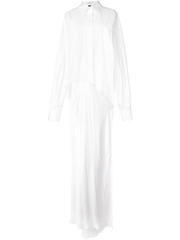 Vera Wang Side Slit Maxi Shirt Gown - White