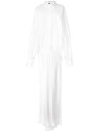 Vera Wang Side Slit Maxi Shirt Gown - White