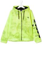 Diadora Junior Logo Print Zipped Hoodie - Green