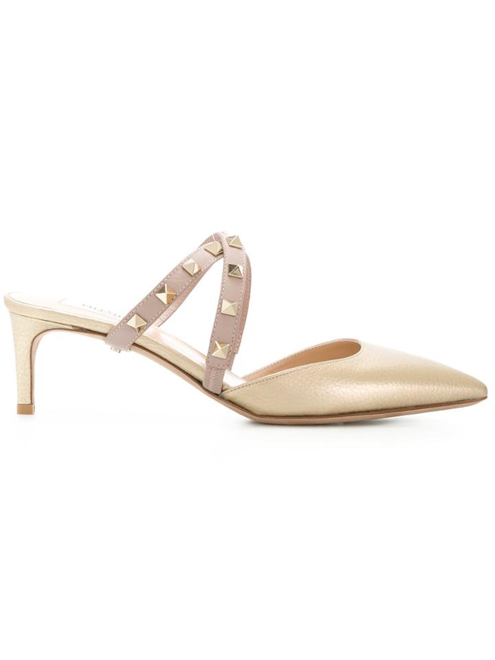 Valentino Garavani Rockstud Strappy Mules - Metallic