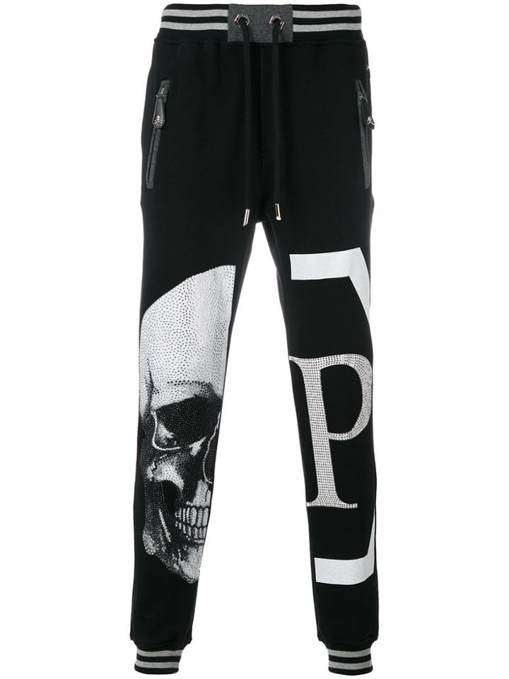 Philipp Plein Jewelled Skull Track Pants - Black