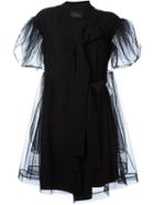 Simone Rocha Tulle Overlay Pleated Dress, Women's, Size: 8, Black, Viscose/spandex/elastane