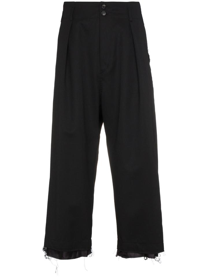 Sulvam Raw Edge Cropped Wide-leg Trousers - Black