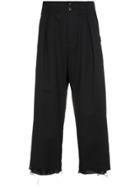 Sulvam Raw Edge Cropped Wide-leg Trousers - Black