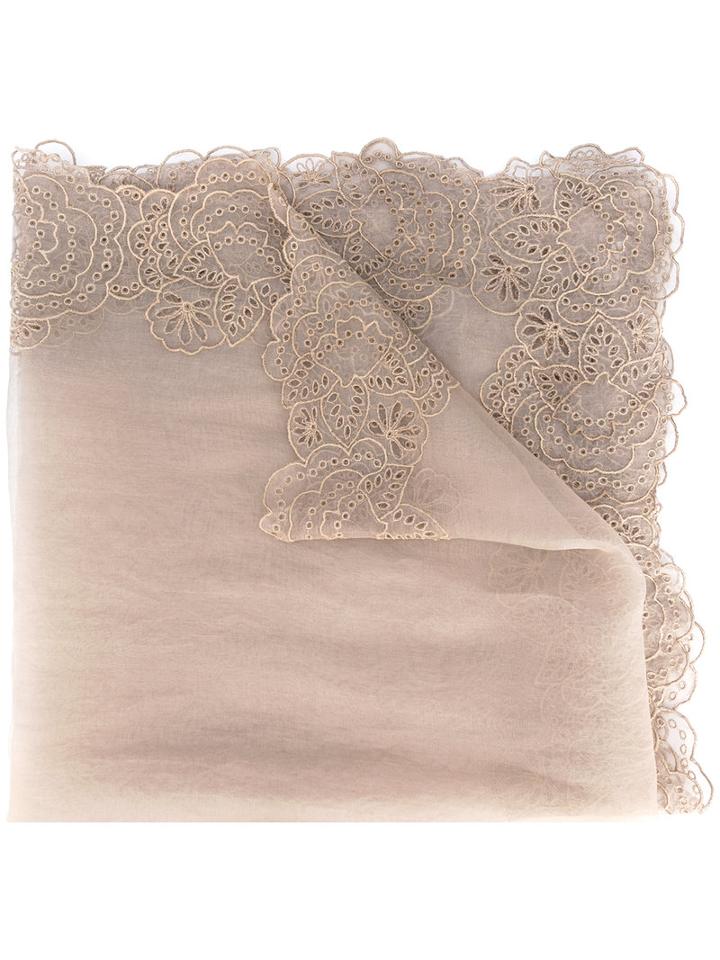 Faliero Sarti Floral Embroidered Scarf, Women's, Nude/neutrals, Silk/polyester/rayon