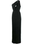 Saint Laurent One Shoulder Long Dress - Black