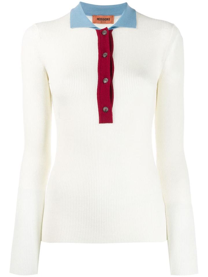 Missoni Contrast Collar Polo Shirt - Neutrals