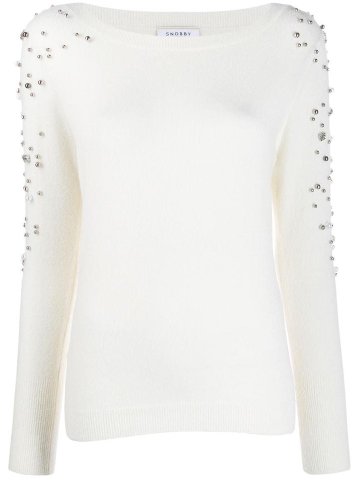 Snobby Sheep Pearl-embellished Knit Sweater - White