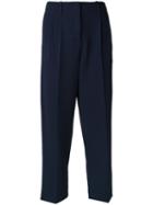 Theory Pleat Detail Cropped Trousers, Women's, Size: 8, Blue, Triacetate/polyester