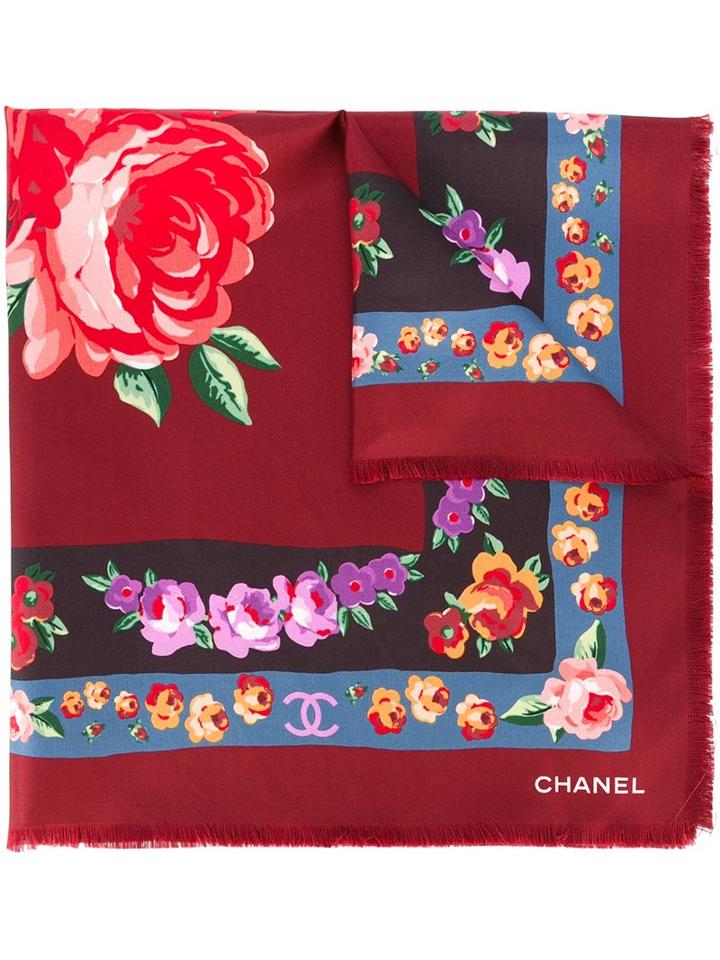 Chanel Vintage Floral Print Scarf, Women's