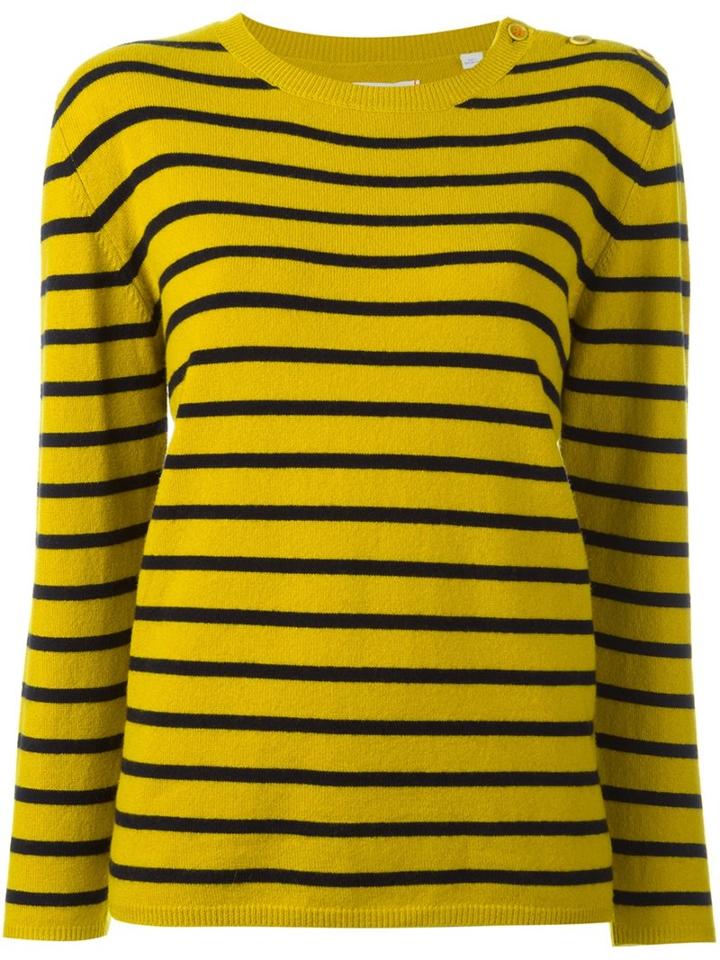 Chinti And Parker Breton Stripe Sweater, Women's, Size: Small, Yellow/orange, Cashmere