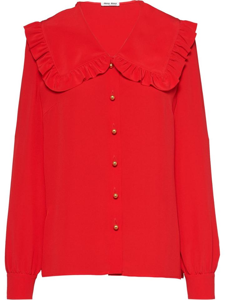 Miu Miu Crepe De Chine Blouse - Red