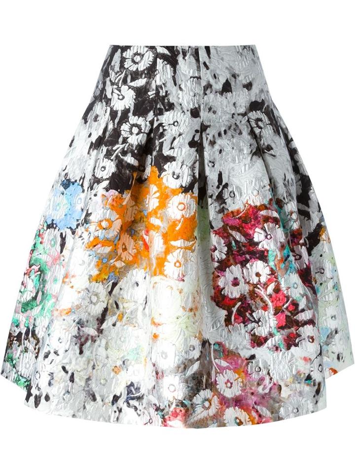 Oscar De La Renta Flower Textured Skirt