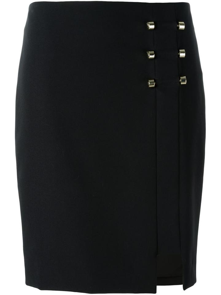 Versace Collection Side Slit Skirt, Women's, Size: 40, Black, Polyester/spandex/elastane/viscose
